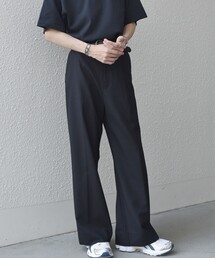 SHIPS any スラックス any: ウール混 ハイライズ セミフレア ワイド