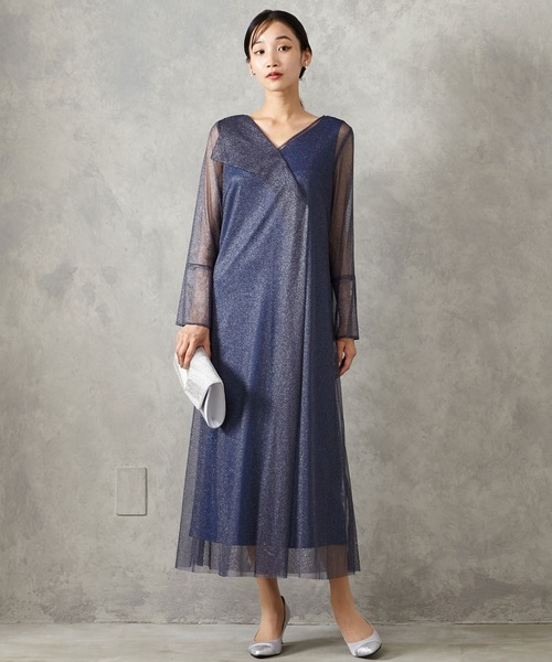 AIMER（エメ） ドレス ラメレースアシンメトリービックカラーAライン