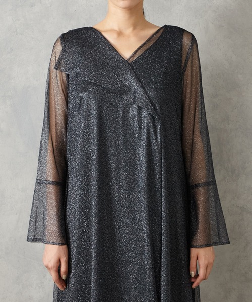 AIMER（エメ） ドレス ラメレースアシンメトリービックカラーAライン