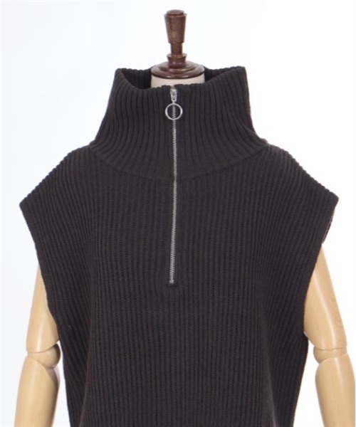 axes femme ニット ハーフジップニットベスト レディース
