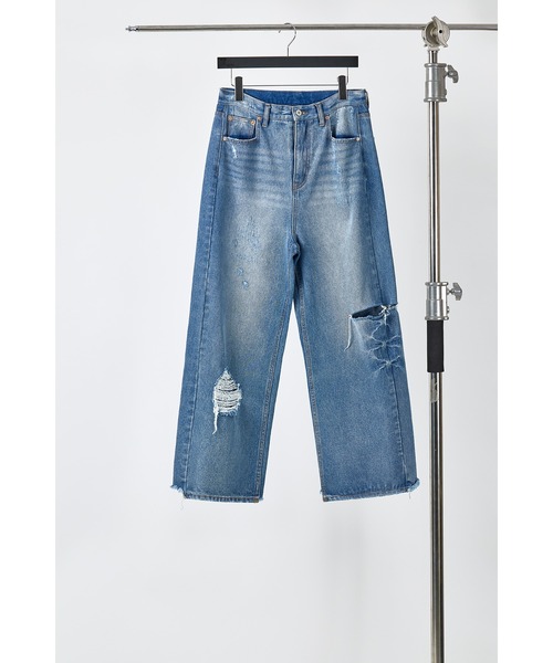 【大人気】YENN ハイダメージワイドパンツ　36 YENN イエン HIGH DAMAGED WIDE PT DENIM 36 デニム ダメージ