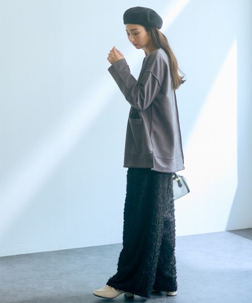 slattgir tシャツ 高身長 フェイクスエードダンボールキーネック