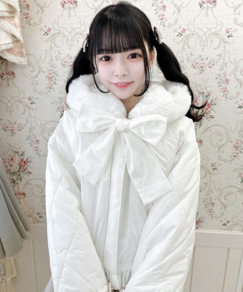 ROJITA BIGリボン中綿ブルゾン ホワイト　F ROJITA（ロジータ） ブルゾン アウター BIGリボン中綿ブルゾン