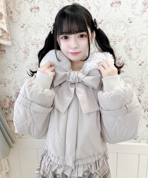 Rojita BIGリボン中綿ブルゾン　ホワイト ROJITA BIGリボン中綿ブルゾン ホワイト F