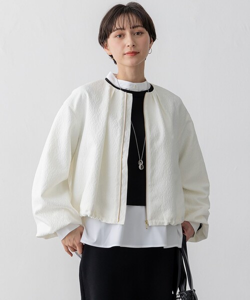 23区【洗える】春夏用　ジオメトリックジャカード ブルゾン　未使用品 23区 ブルゾン アウター 「洗える」ジオメトリックジャカード