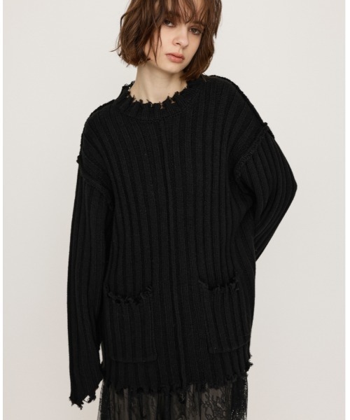 ニット/セーター SLY LAMBS WOOL DAMAGED LG TOPS SLY（スライ） ニット セーター DAMAGED LG TOPS ダメージド