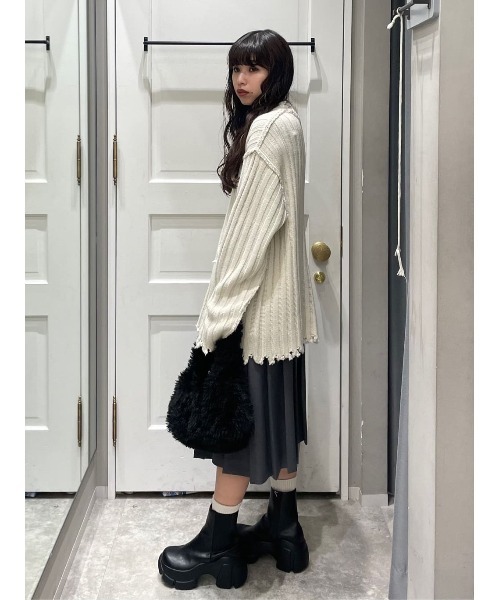 SLY（スライ） ニット セーター DAMAGED LG TOPS ダメージド