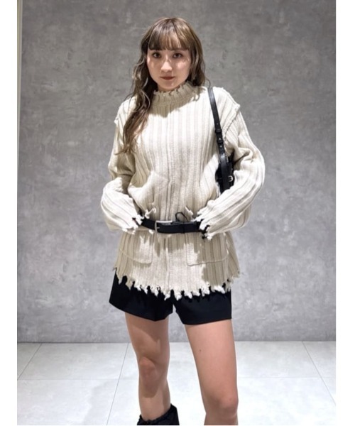 ニット/セーター SLY LAMBS WOOL DAMAGED LG TOPS SLY（スライ） ニット セーター DAMAGED LG TOPS ダメージド