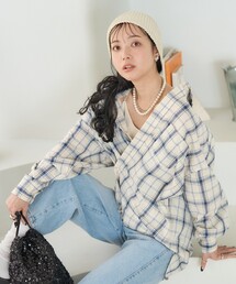 DRWCYS - ギンガムチェックカシュクールブラウス ギンガムチェックカシュクールブラウス - Maniere sélect fasion