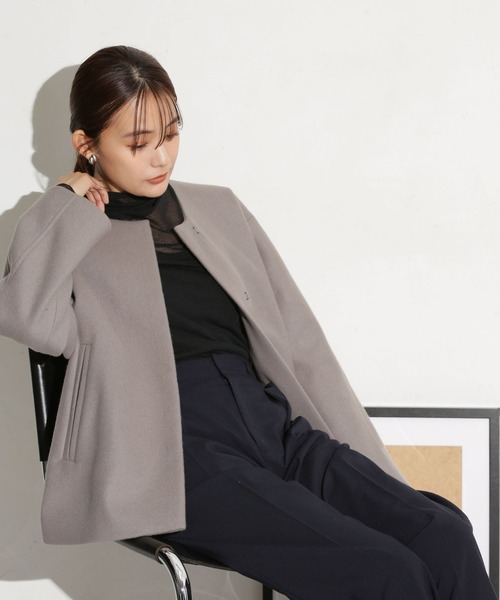 NANO universe（ナノ・ユニバース） ノーカラーコート S オフホワイト