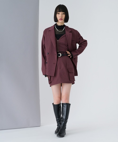 Ellno Loset ダブルシャギーキリカエジャケットコート　チャコールグレー Ellno Loset ダブルシャギーキリカエジャケットコート