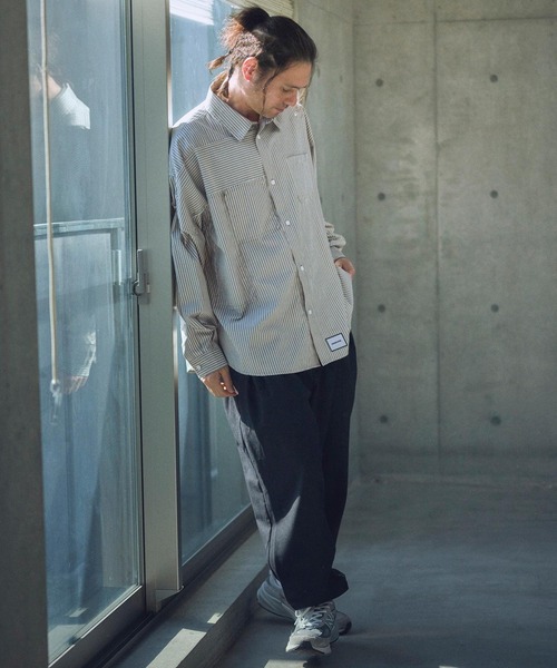 ADAMPATEK ストライプTシャツ グレー ADAM PATEK シャツ ADAMPATEK/striped anarchy shirt/ストライプ