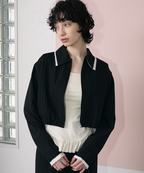 stripe shirt blouson ストライプシャツブルゾン glamb シャツ Stripe Blouson Shirt / ストライプブルゾンシャツ