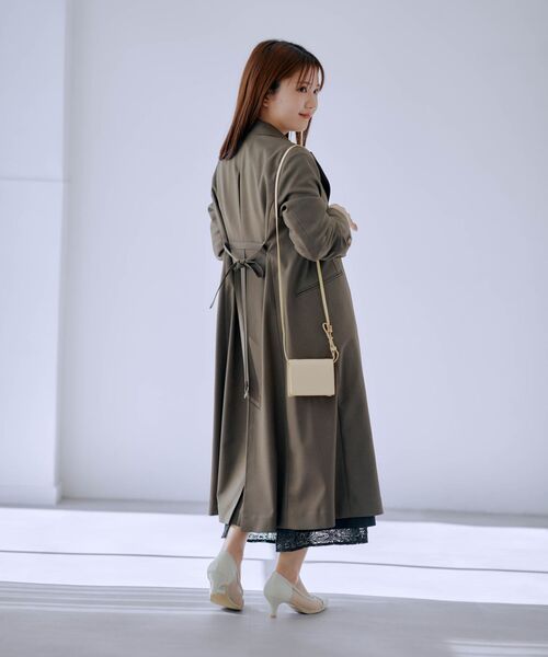 定価17600円　COHINA　バックフレアモッズコート　小柄　低身長　ネイビー バックフレアショートトレンチコート | 小柄・低身長女性向け
