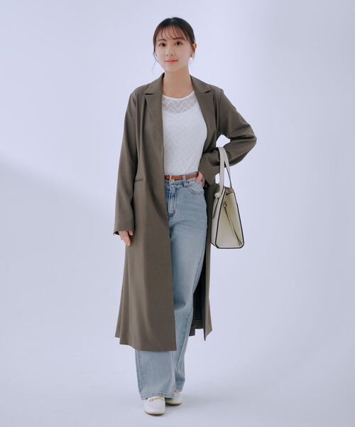 定価17600円　COHINA　バックフレアモッズコート　小柄　低身長　ネイビー バックフレアショートトレンチコート | 小柄・低身長女性向け