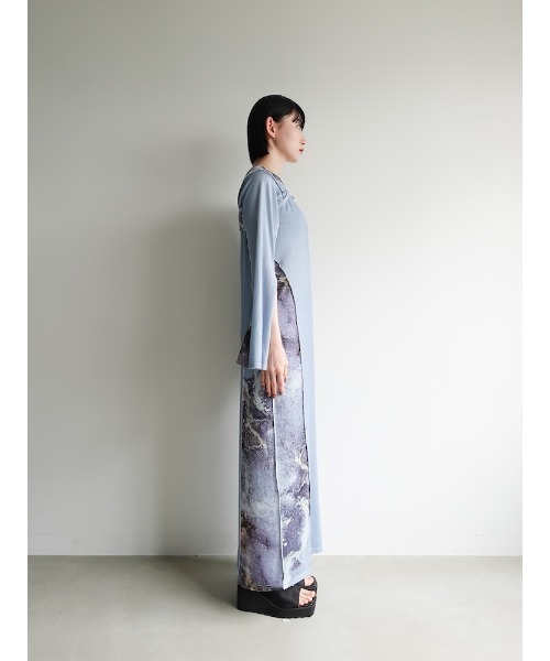 sahara ワンピース Art Print Layered Dress/アートプリント