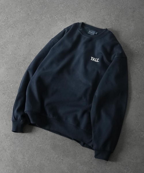 YALEスウェットプルオーバー　ネイビー 別注 YALE カレッジロゴ 裏毛プルオーバー メンズ 送料無料