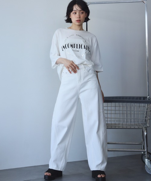 Ampirula ワイドパンツ ジーンズ デニム デニムパンツ バレルレッグ