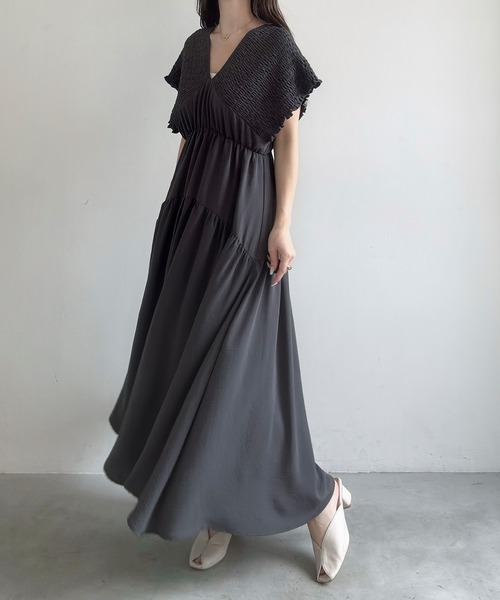 Meiru ワンピース 肩シャーリングティアードワンピース : ZOZOTOWN
