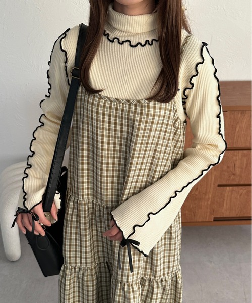 「kutir」 タートルネックニット FREE オレンジ レディース_画像9