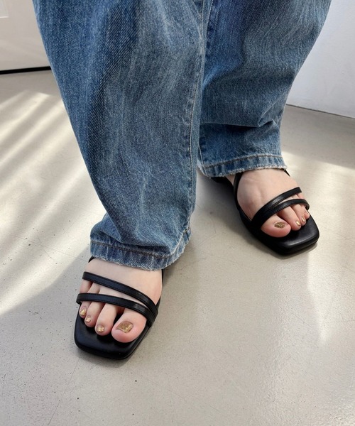   人気 ストラップ フラット サンダル ナロークロスストラップフラットサンダル＜ふわさら＞＜痛くない