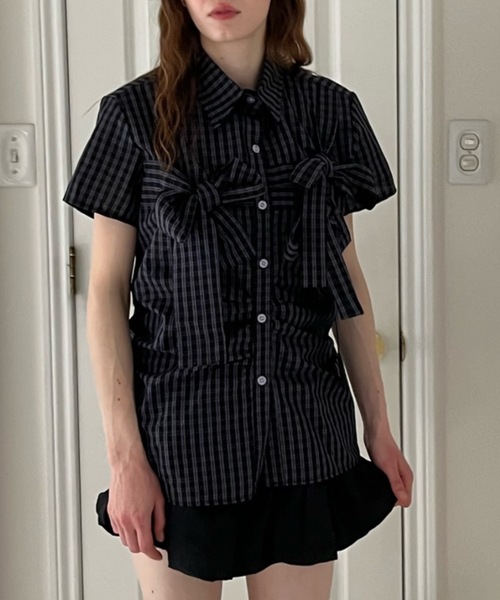 ブラウス シャツ check ribon open shirt レディース ブラウス シャツ check ribon open shirt レディース : ZOZOTOWN