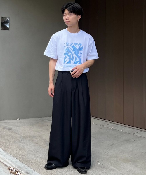 SINSSスラックス SINSS スラックス Center press two tuck wide straight slacks