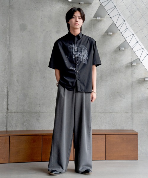 SINSS スラックス Fringe tuck wide straight slacks / フリンジ
