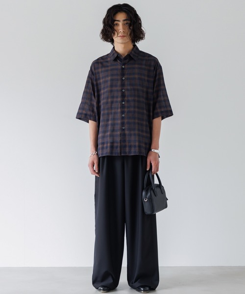 SINSS ワイドパンツ スラックス Fringe tuck wide straight slacks