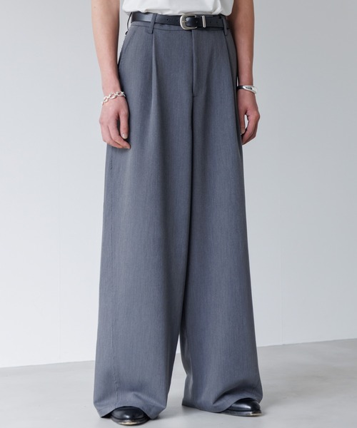 SINSS スラックス Fringe tuck wide straight slacks / フリンジタック