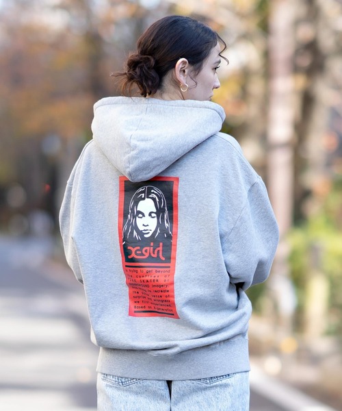【レア】　X-girl エックスガール パーカー グレー Sサイズ X-girl 「X-girl」 プルオーバーパーカー LARGE グレー