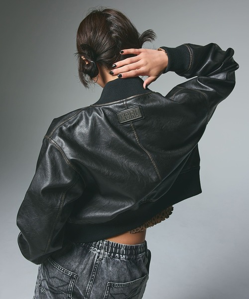 X-girl（エックスガール） ブルゾン アウター DISTRESSED FAUX LEATHER