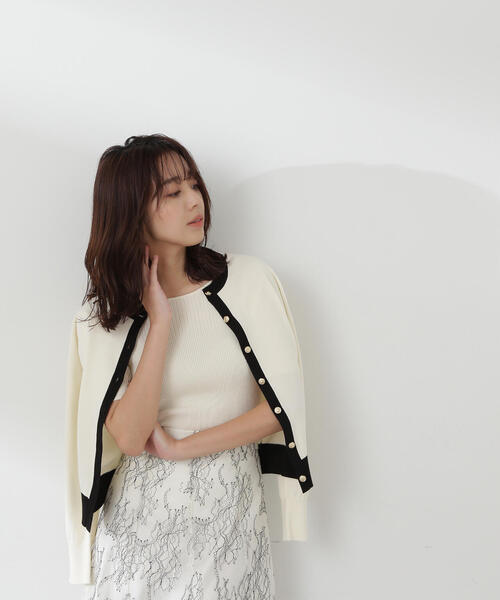 「NATURAL BEAUTY BASIC」 ニットアンサンブル FREE ホワイト レディース