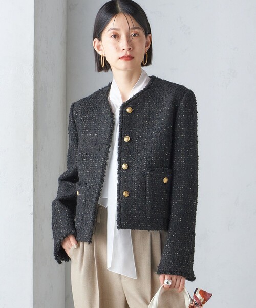 【超美品】SHIPS ツイードジャケット SHIPS（シップス） ツイードジャケット 36 ピンク レディース