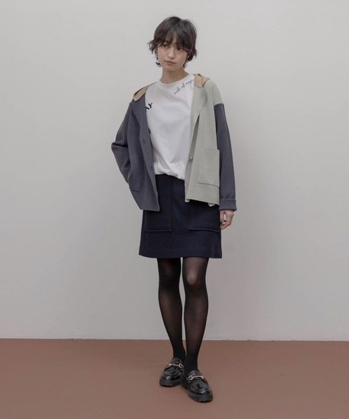 ★【新品】エイミーロウ フロッキー&エンブロスリットロンT ピンク 今季新作！★ フロッキー＆エンブロスリットロンT（Tシャツ/カットソー
