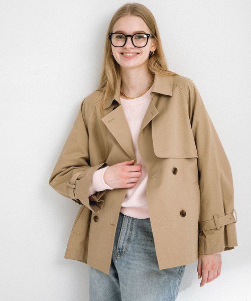 極美品 PLST 現行 リラクシーショートトレンチコート ベージュ S PLST(プラステ)公式 | リラクシーショートトレンチコート