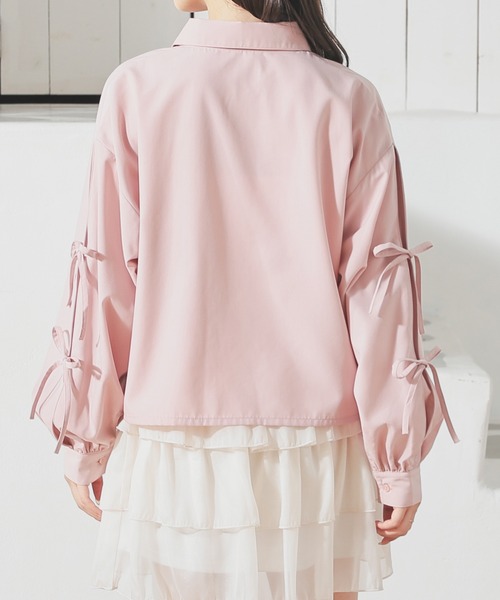 Honeys（ハニーズ） ブラウス シャツ 袖リボンシャツ レディース