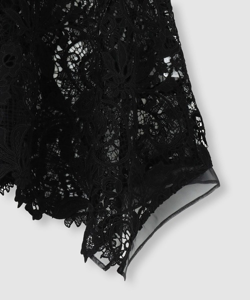 S アルアバイル allureville ブラウス シャツ トップス レース　黒 allureville（アルアバイル） ブラウス シャツ コードレースブラウス
