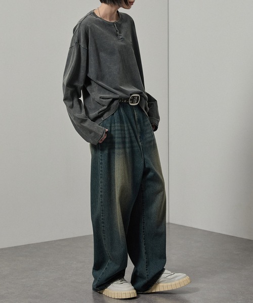 tシャツ 「Alfred Alex」ヴィンテージライクパウダーブリーチ加工ワン