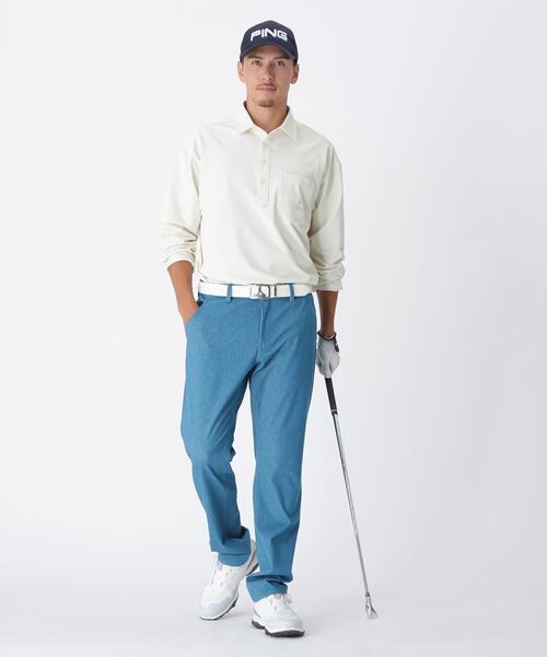 【ホワイト】ストレッチ布帛オーバーシャツ <NATIVE> (MENS) シャツ 「PING APPAREL」ストレッチ布帛オーバーシャツ 「NATIVE