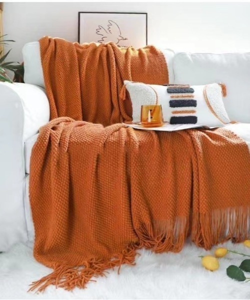 ブランケット ワッフル編み フリンジ ニットブランケット : ZOZOTOWN