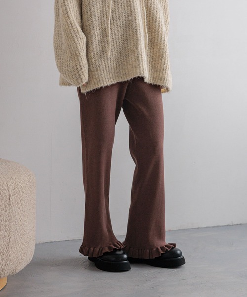 LOWRYS FARM（ローリーズファーム） パンツ スソフリルニットパンツ