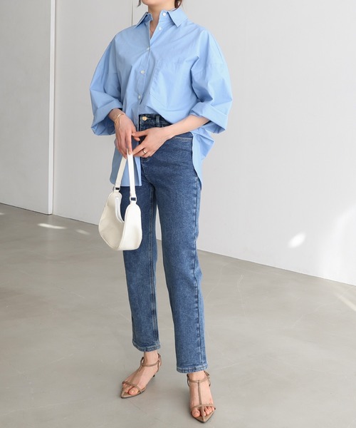 「evernavy」 7分袖シャツ M ネイビー レディース_画像2