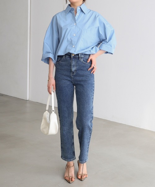 「evernavy」 7分袖シャツ M ネイビー レディース_画像3