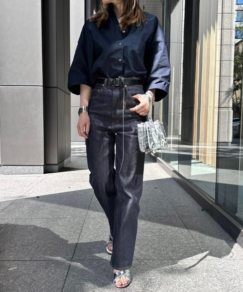 「evernavy」 7分袖シャツ M ネイビー レディース_画像4