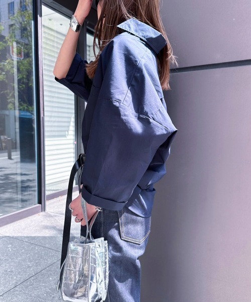 「evernavy」 7分袖シャツ M ネイビー レディース_画像5