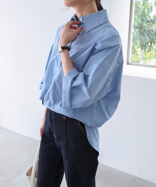 「evernavy」 7分袖シャツ M ネイビー レディース_画像8