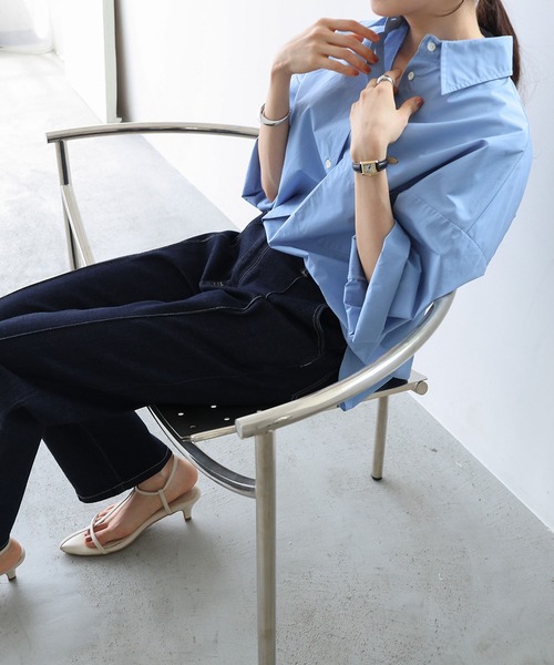 「evernavy」 7分袖シャツ M ネイビー レディース_画像9