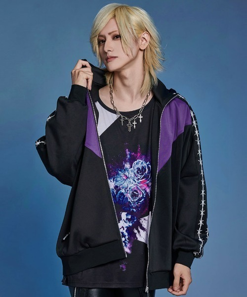 CIVARIZE」 ジップアップパーカー FREE ブラック×パープル メンズ