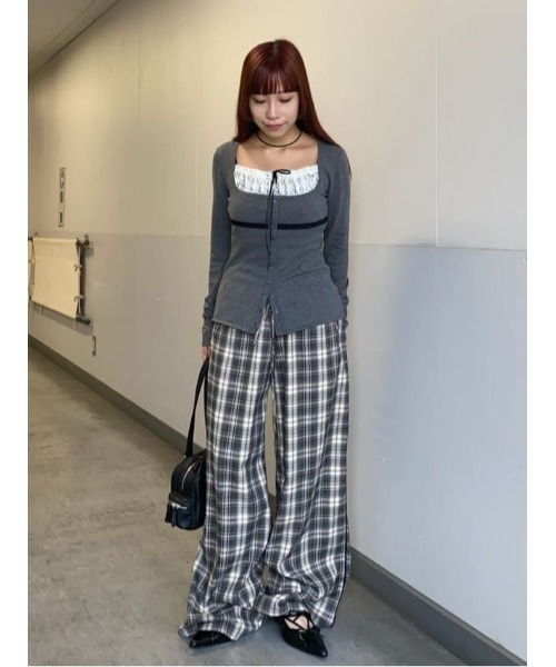 SLY（スライ） ニット セーター LACE DOCKING KNIT TOPS レース